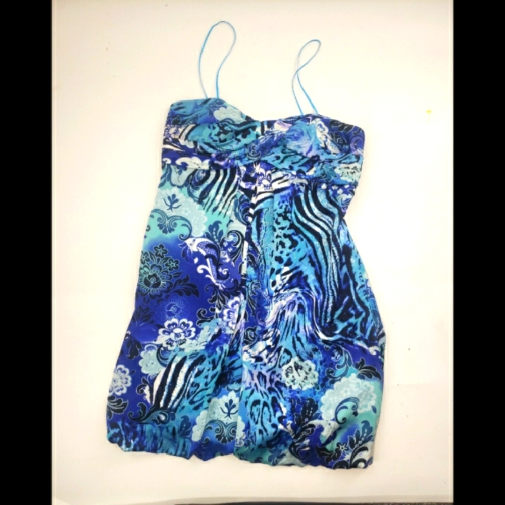 Cache size 10 blue purple silk dress vintage y2k